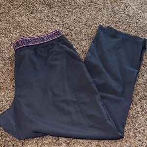 Med Couture Black Scrub Pants with Pink Waistband Logo